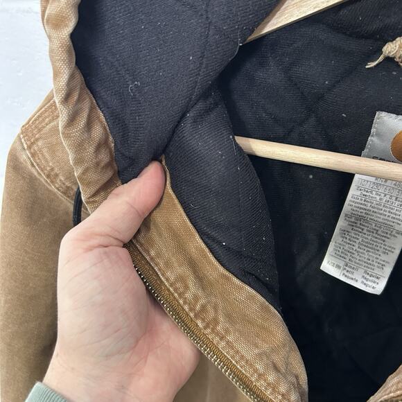 Y2K Carhartt Quilted Hooded Active Jacket “Brown” WJ130 - Picture 9 of 9